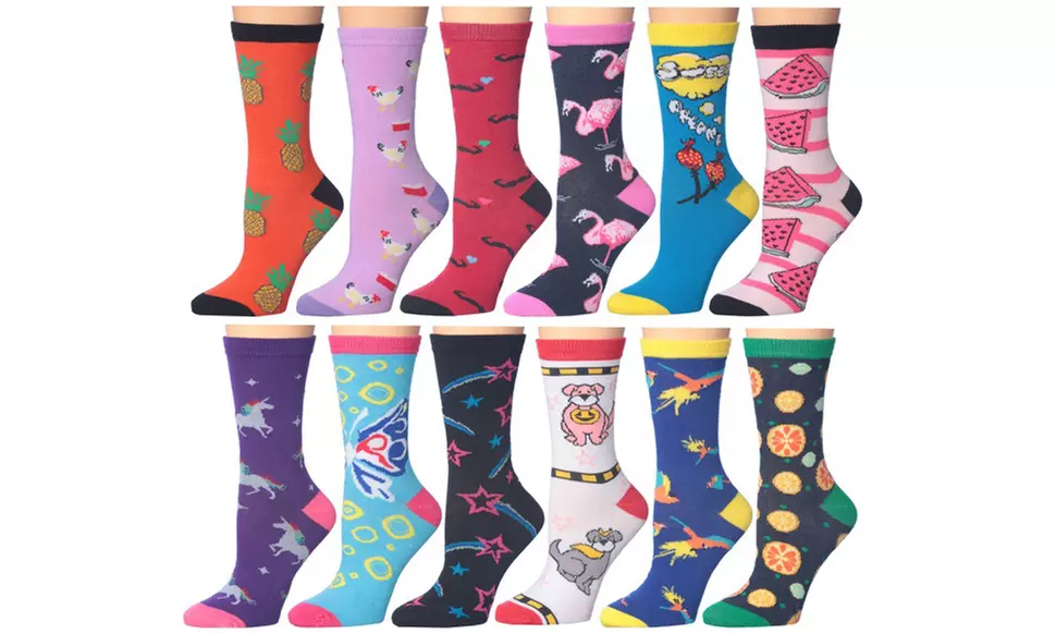 Frenchic Women's Statement Cotton Blend Crew Socks (12-Pairs)