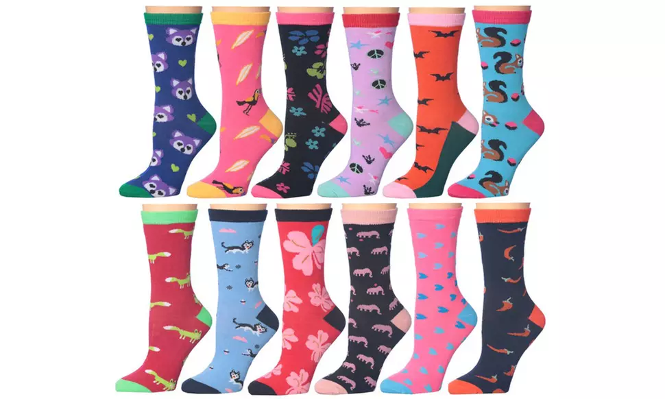 Frenchic Women's Statement Cotton Blend Crew Socks (12-Pairs)