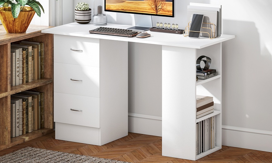 Image 2: HomCom Computer Desk Table Workstation 120cm 
