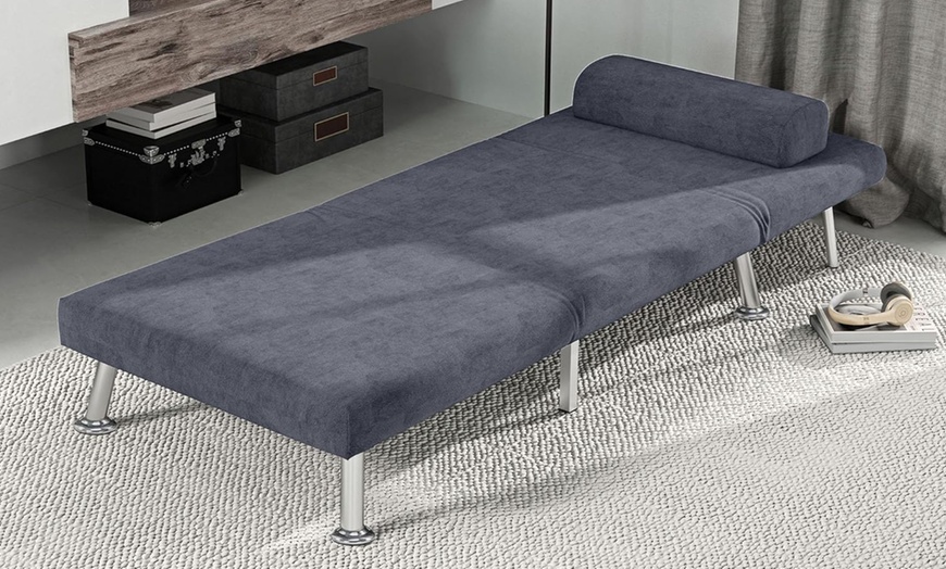 Image 26: HomCom Convertible Single Sleeper Chair Sofa Bed