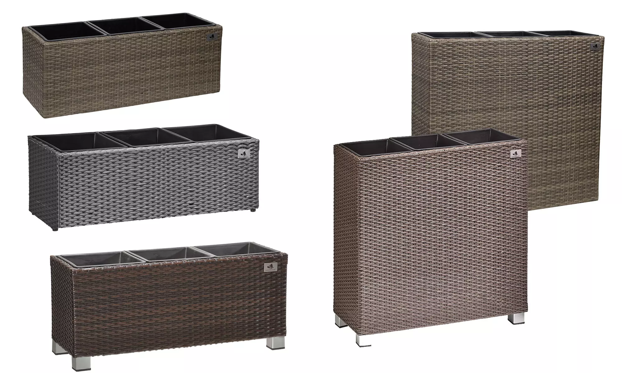 Gartenfreude Pflanzen-Raumteiler aus Polyrattan optional mit Alu-Füßen in der Farbe und Größe nach Wahl - Primary Image