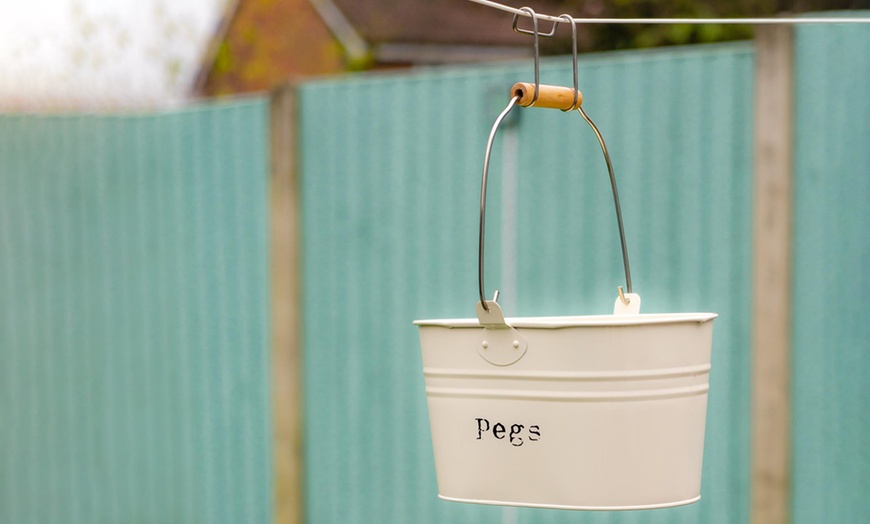 Image 2: Vintage Style Metal Clothes Peg Bucket