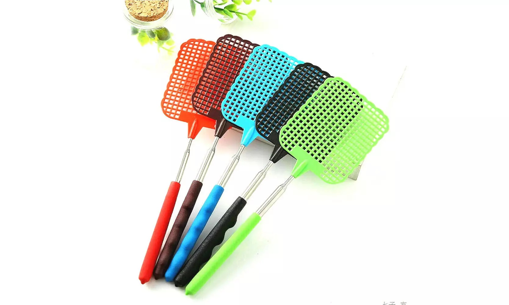 US 5-10 Pc Fly Swatters Extendable Durable Plastic Stainless Handle Bug Mosquito