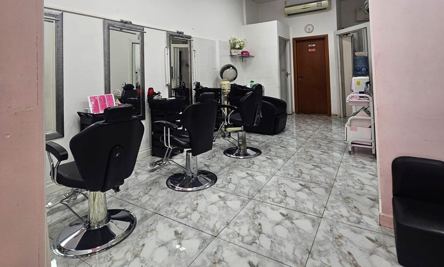 Image 2: Style with Haircut, Blow Dry, Highlights, Eyebrow Threading, & More 