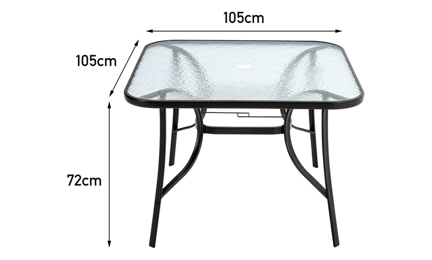 Image 31: Garden Rippled Tempered Glass Table Set