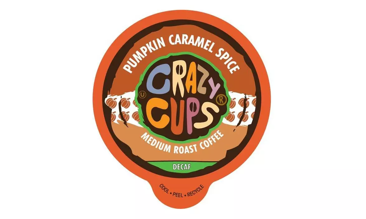 Crazy Cups Decaf Pumpkin Caramel Spice Hot or Iced Coffee K Cups 22 or 80 Count