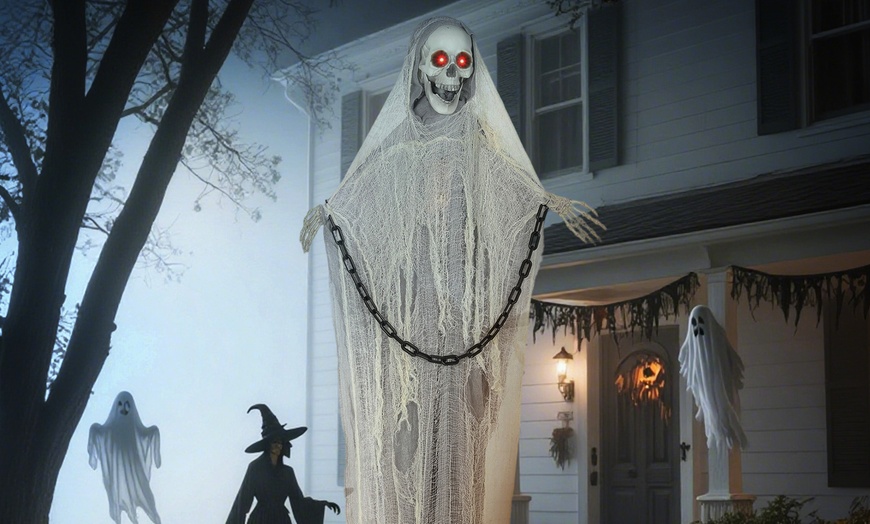 Image 23: Outsunny Voice Activated Halloween Animatronics Witch