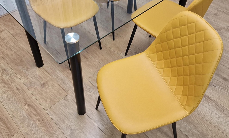 Image 15: Glass Dining Table Set with Chair Options