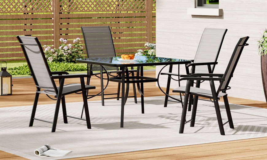 Image 33: Garden Rippled Tempered Glass Table Set