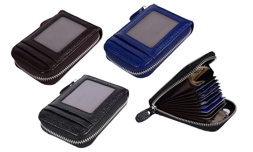 Image 1: Leather RFID Card Cash Wallet