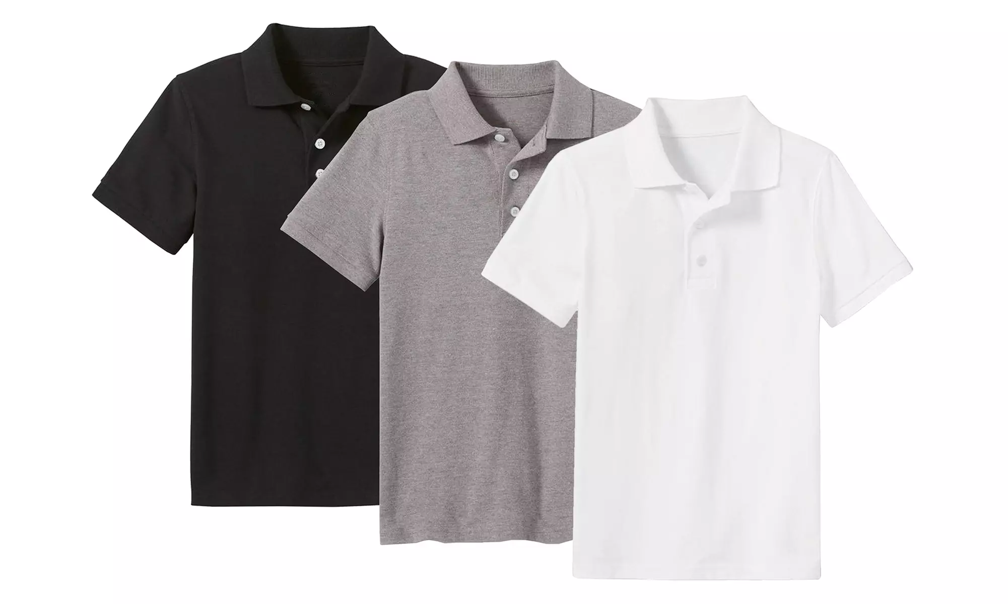 3-Pack Boy's Short Sleeve School Uniform Pique Polo Shirts (Sizes, 4-20)
