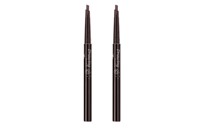 Image 8: 2 Pack Eyebrow Pencil Retractable Slant Tip with Brush Double-end Waterproof