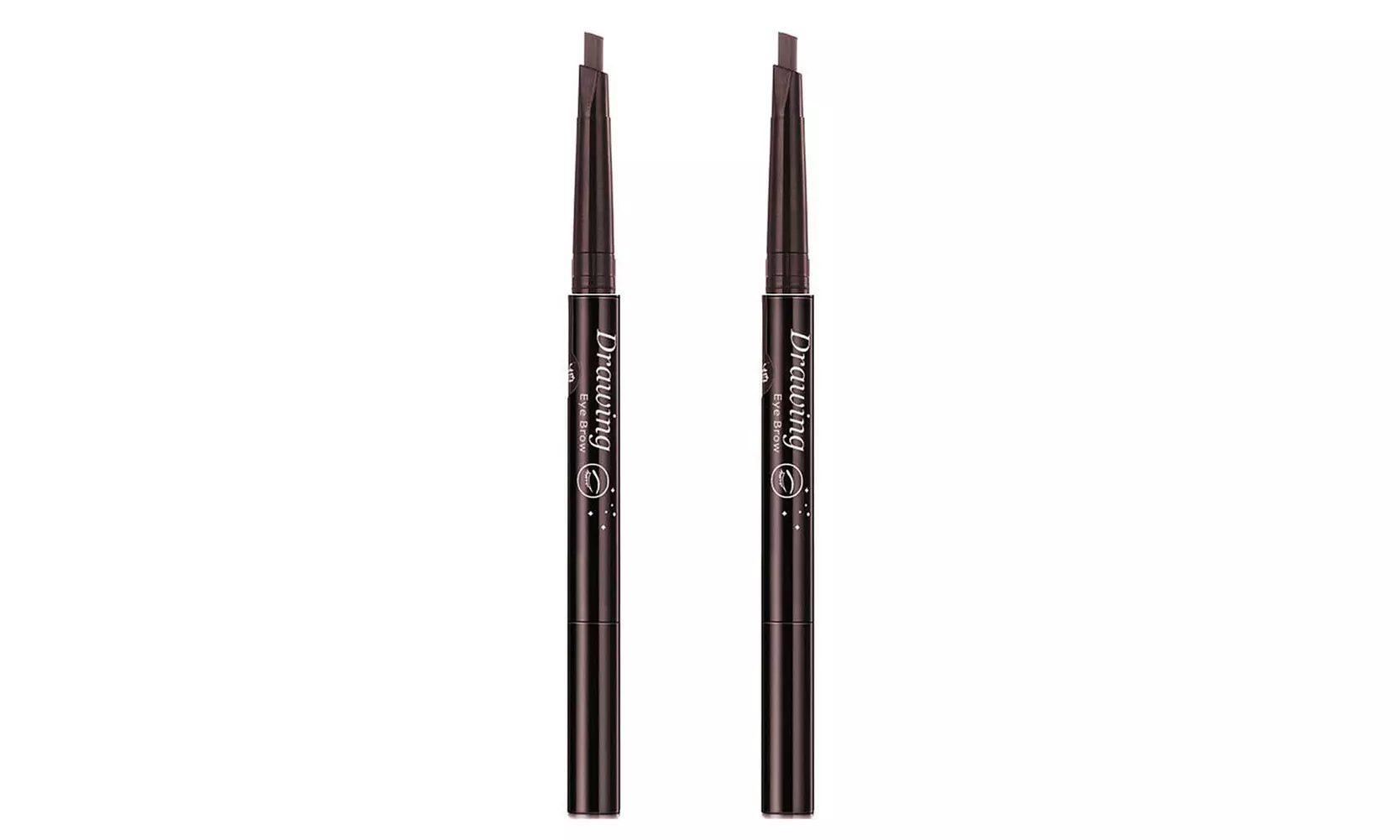 2 Pack Eyebrow Pencil Retractable Slant Tip with Brush Double-end Waterproof