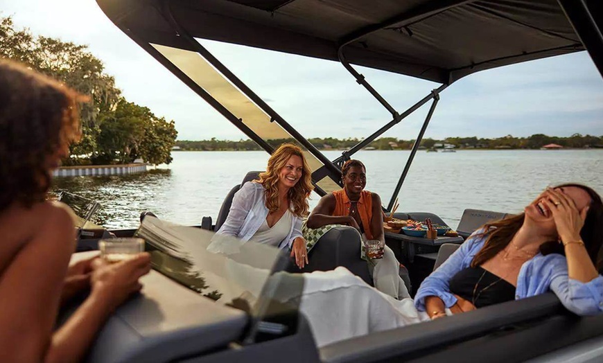 Image 2: 8-Hour Double Decker Pontoon Rental with Slide - Up to 15 People