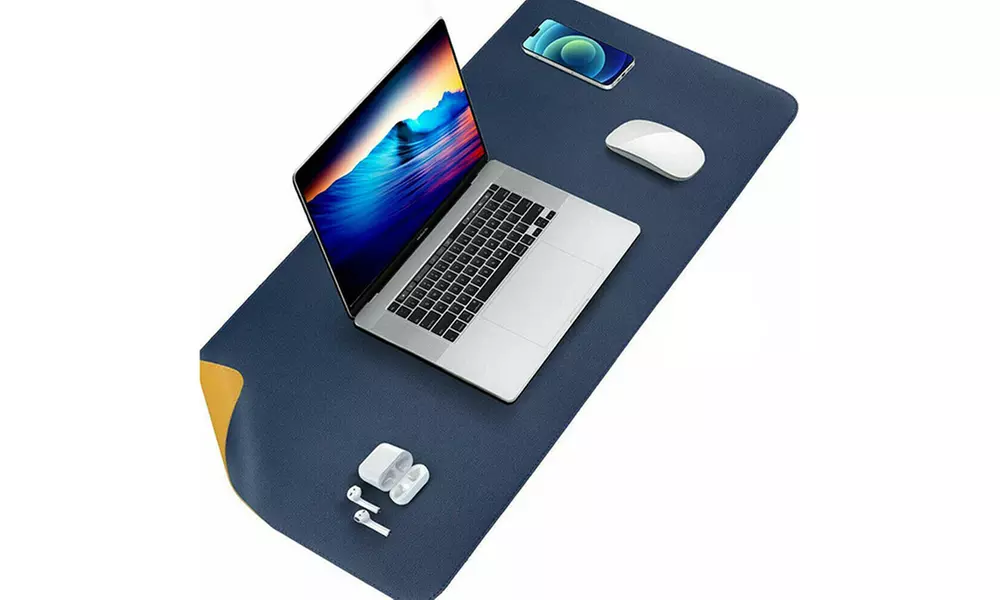 US PU Leather Dual Sided Desk Pad Non-Slip Mouse Pad Office Home Mat 23.6x11.8''