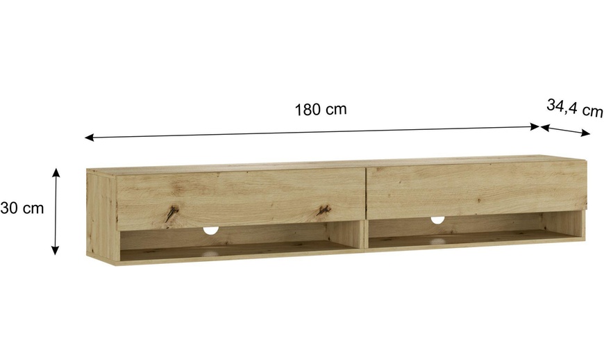 Image 4: Hangend TV-meubel in zwart of eiken