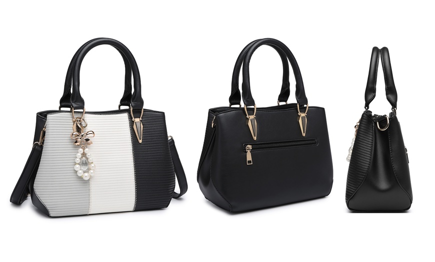 Image 20: Women's Color-block Fashion Tote and Top Handle Handbags