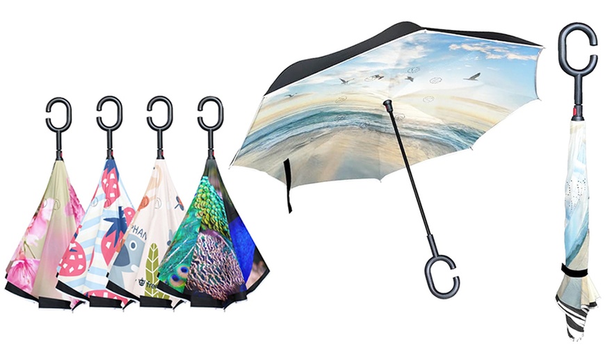 Image 7: Paraguas antiviento y antigoteo invertido