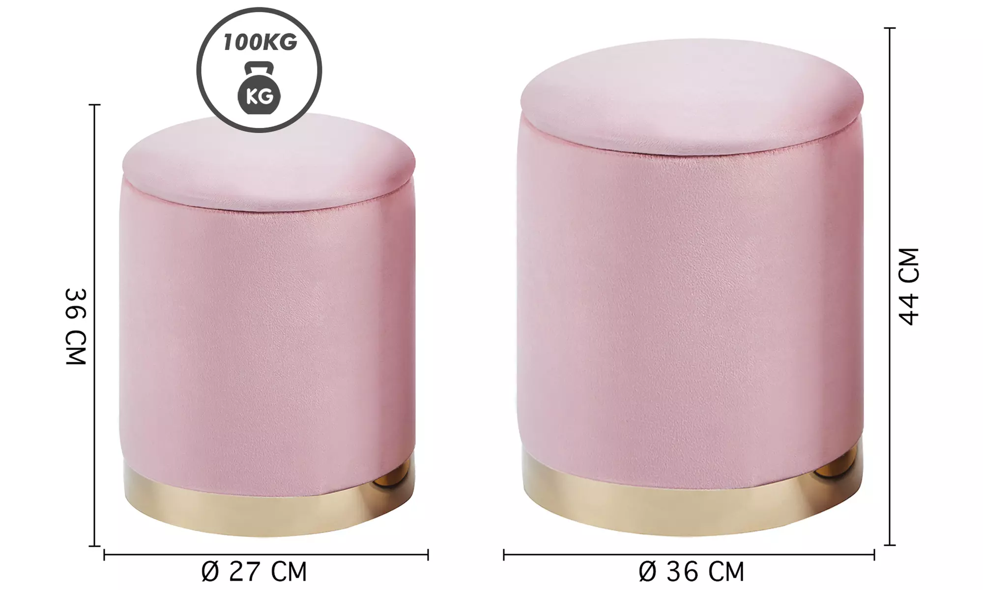 Juego 2 puffs de terciopelo