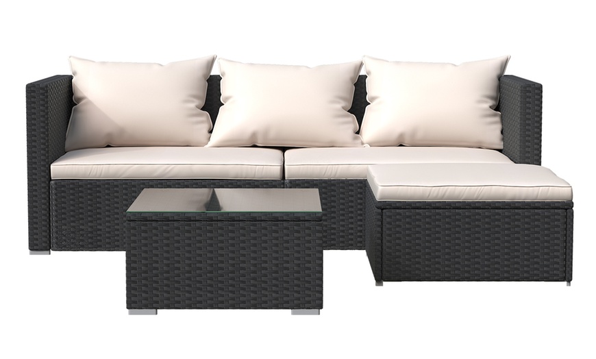 Image 2: Four-Piece Rattan-Effect Garden Sofa Set with Optional Cover