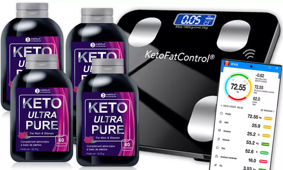Cures au choix de 4 à 8 mois Keto Ultra Pure et sa balance connectée OFFERTE - Livraison gratuite - Primary Image