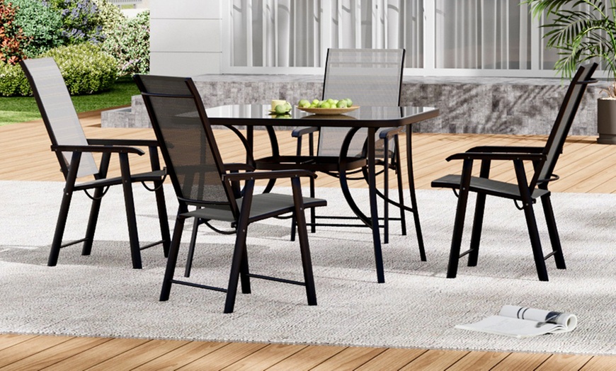 Image 32: Garden Rippled Tempered Glass Table Set