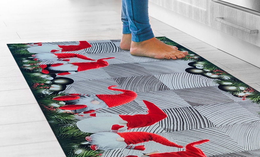 Image 25: Antislip keukentapijt met kerstpatroon