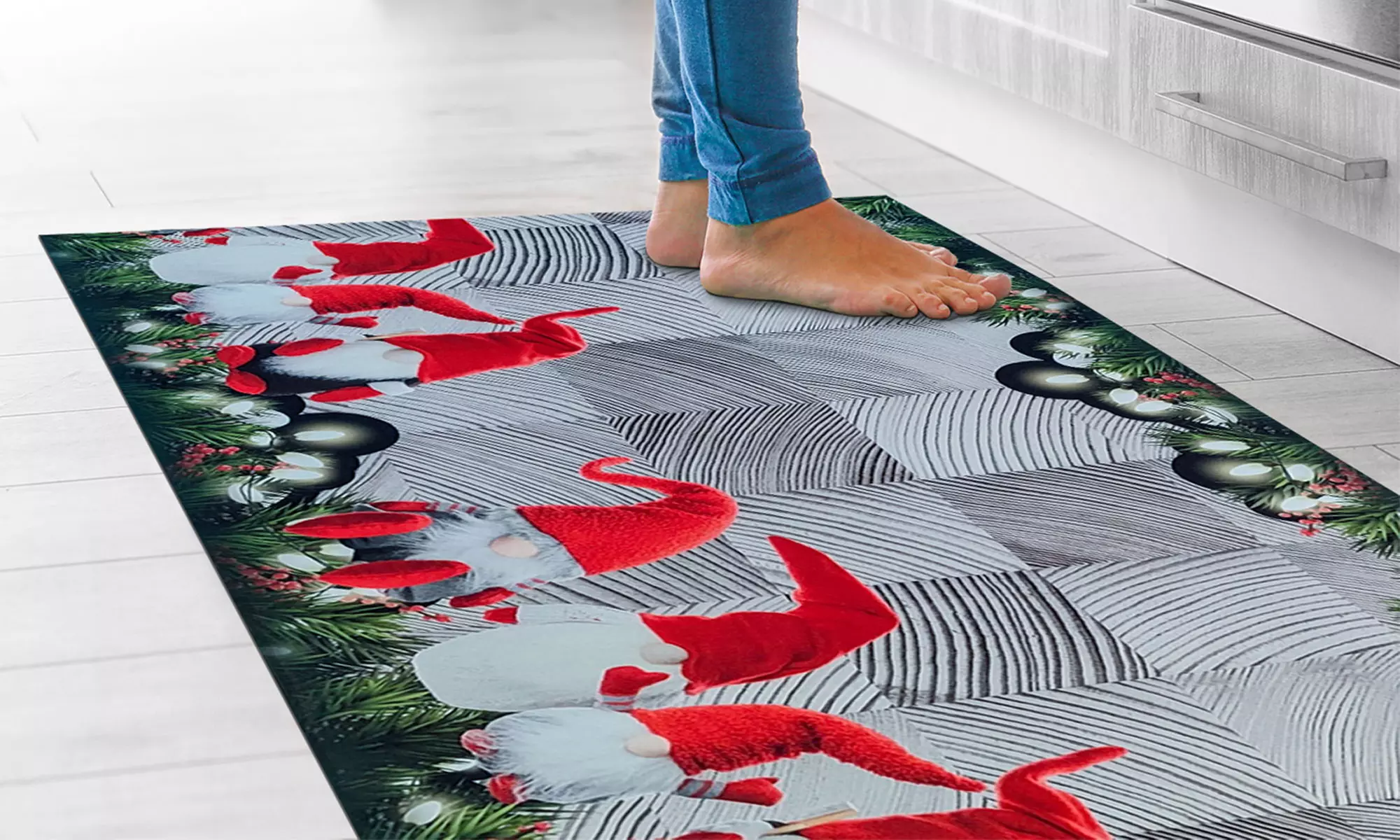 Antislip keukentapijt met kerstpatroon
