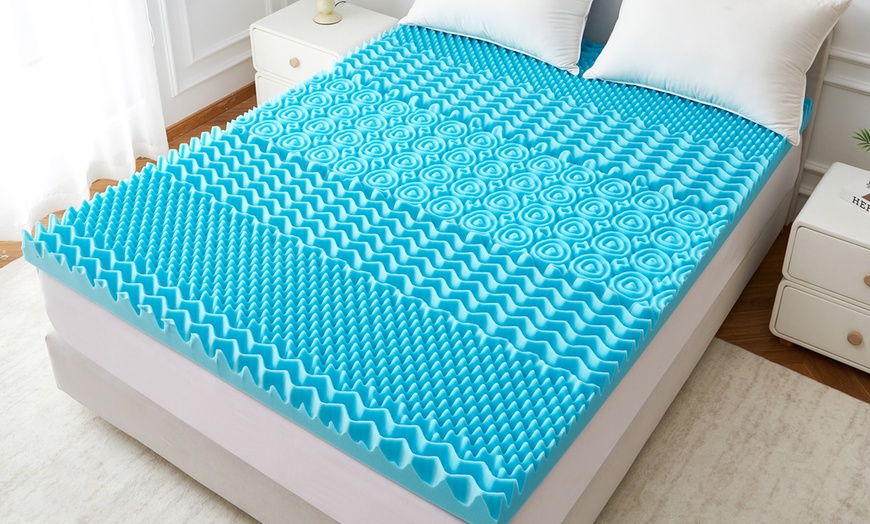 Image 1: Cooling 7-Zone Memory Foam Mattress Topper