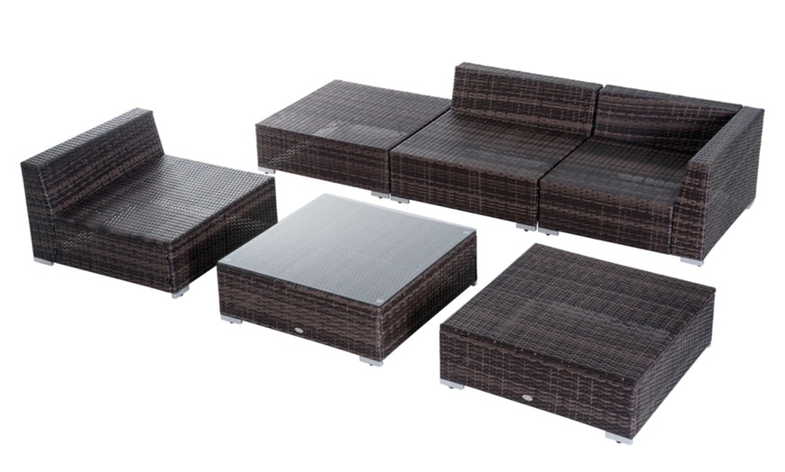 Image 2: Outsunny Six-Piece Rattan-Effect Outdoor Furniture Set