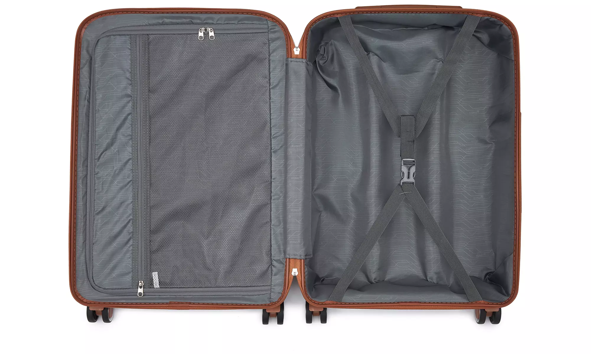 Maletas de ruedas rígidas en color verde con cerradura TSA, de Kono