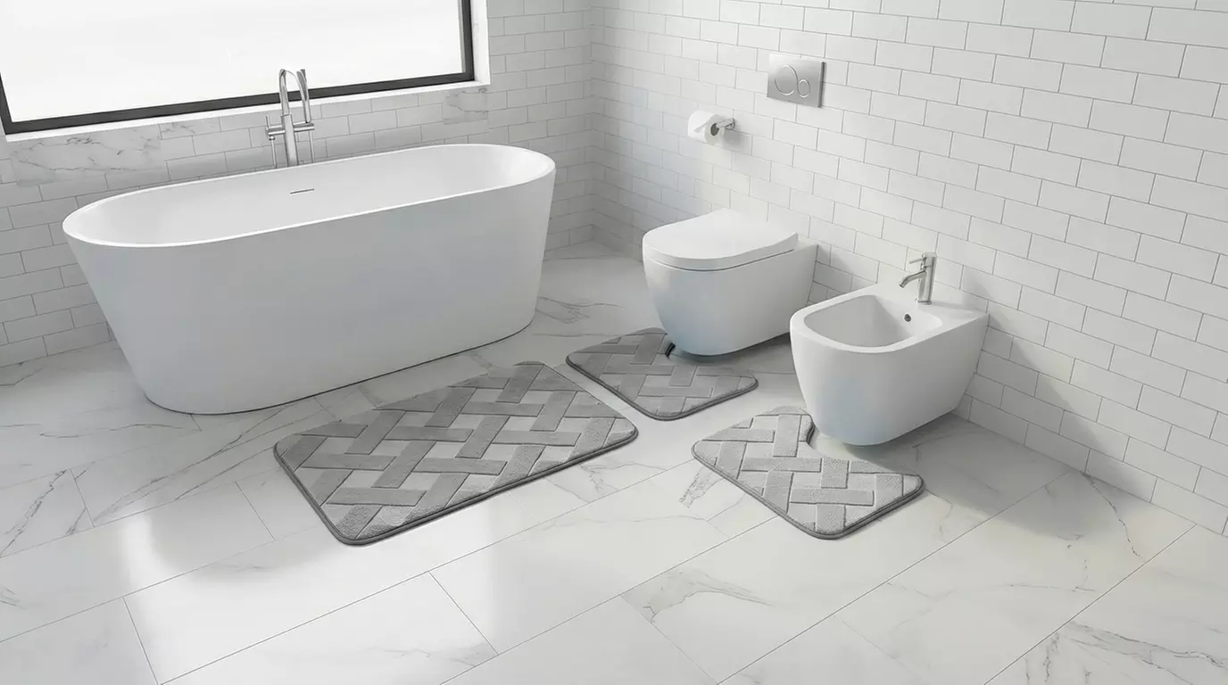 Set di 3 tappeti bagno memory antiscivolo