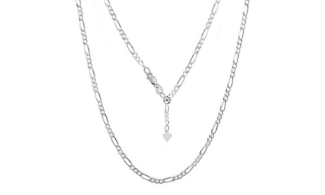 Italian Made Sterling Silver Adjustable 24 Figaro Chain 24 Sterling Silver