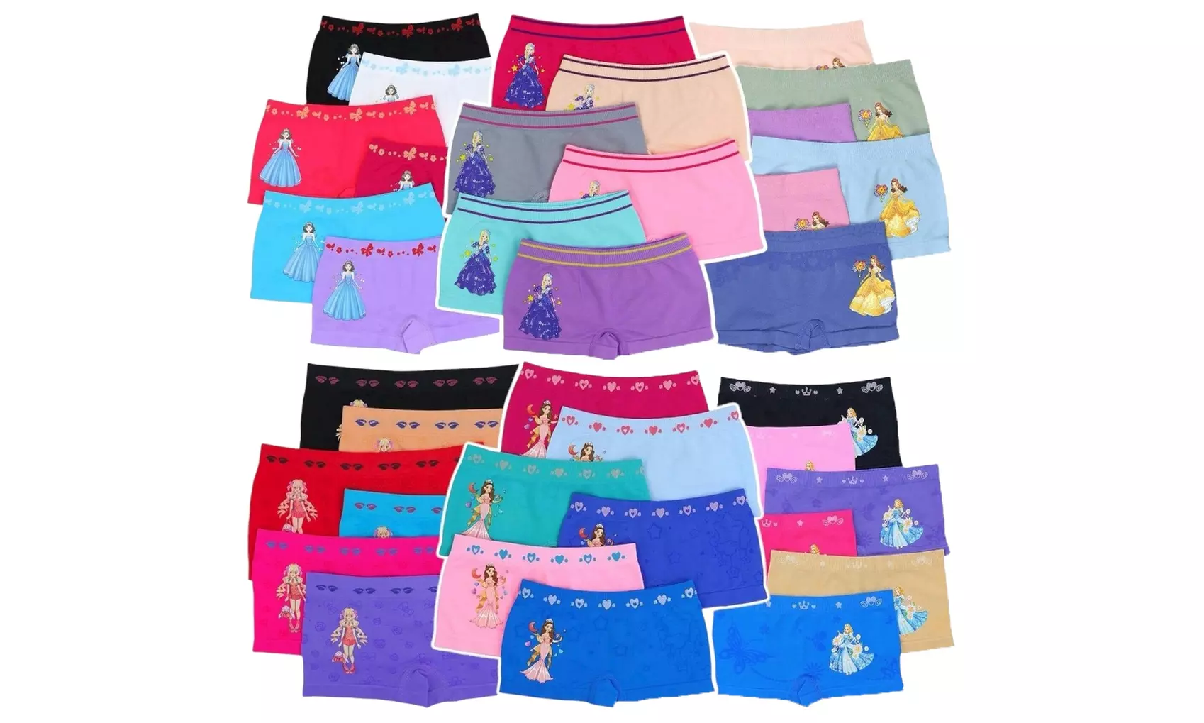 Girl's Pack Of 6 Or 12 Assorted Microfiber Boyshorts Underwear Panties