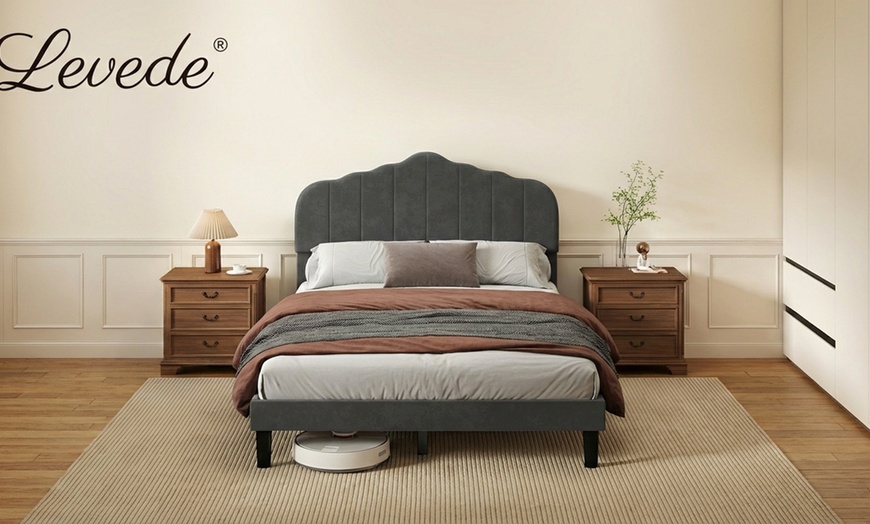 Image 10: Levede Minimalist Upholstered Bed Frame Collection