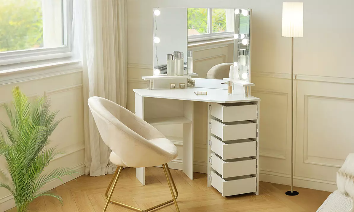 Home Deluxe Schminktisch mit LED-Beleuchtung „Candice“