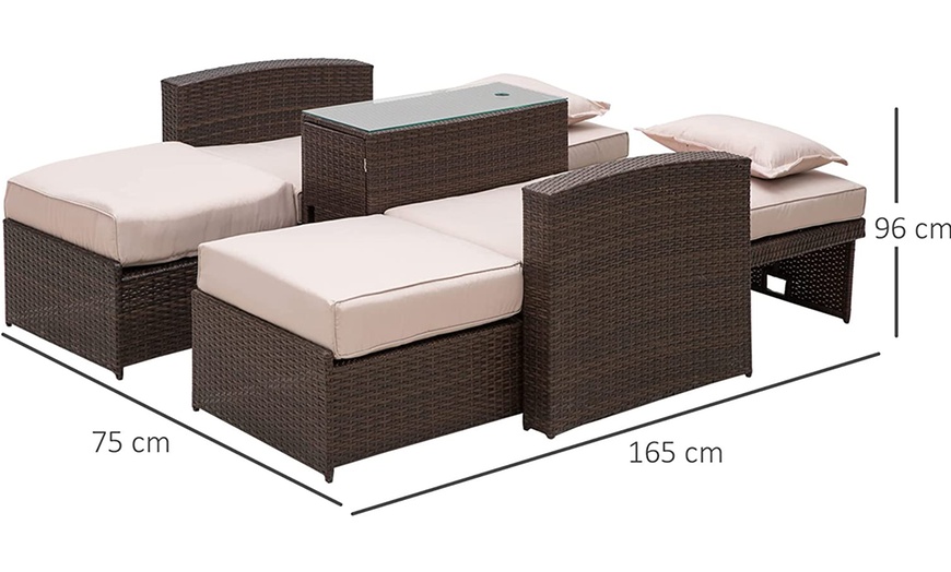Image 7: Outsunny Rattan Double Lounge Set