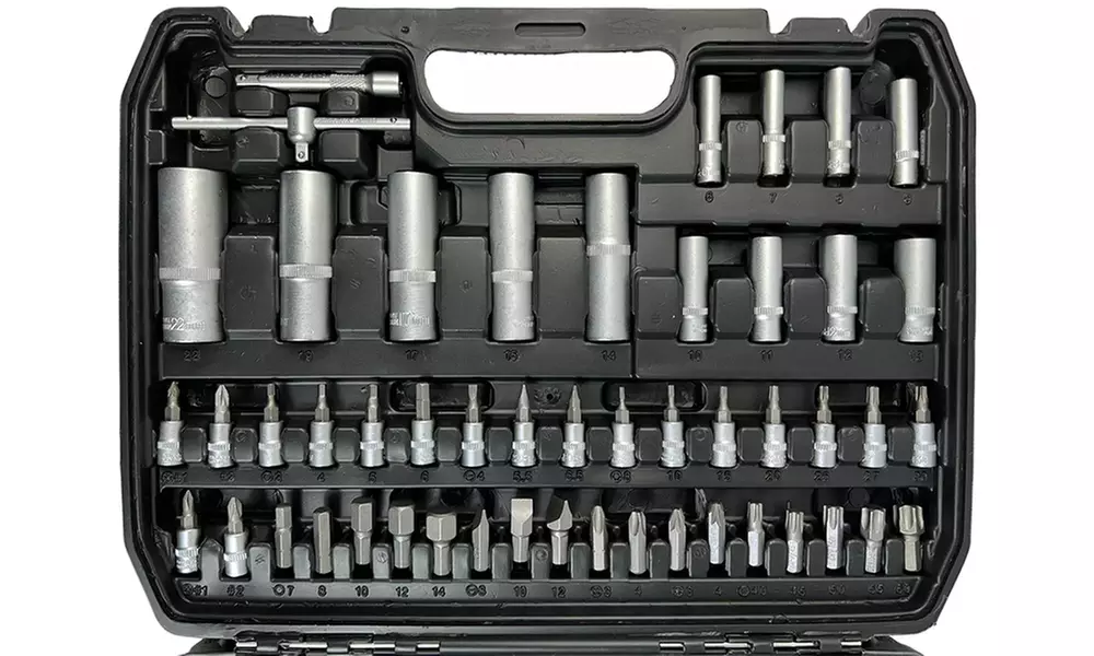 Maletín de herramientas de 108 piezas con llaves de vaso y carraca