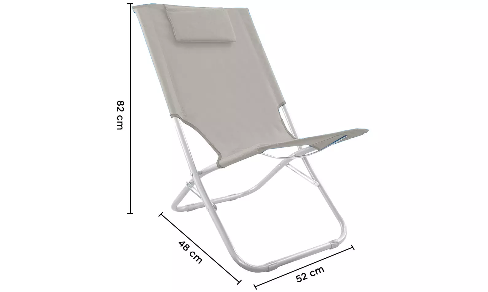 Silla plegable modelo Giga con asiento de tela Oxford en color beige y acolchado de espuma suave, con envío gratuito - Second Medium