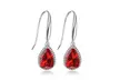 Paris Jewelry 14k White Gold Plated Created Ruby Teardrop Earrings - Second Medium