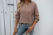 Womens Long Sleeve Knit Tee Ruffle Puff Sleeve Tunic Shirts - Second Medium