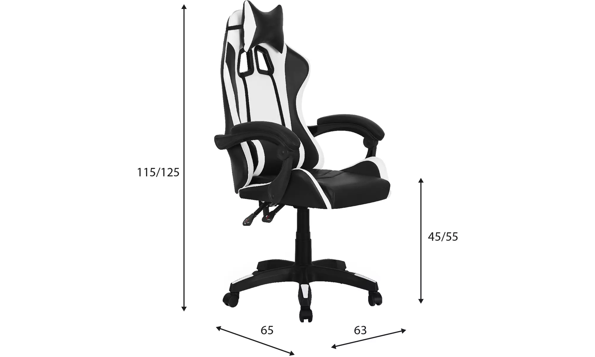 Sedia gaming in similpelle reclinabile e regolabile