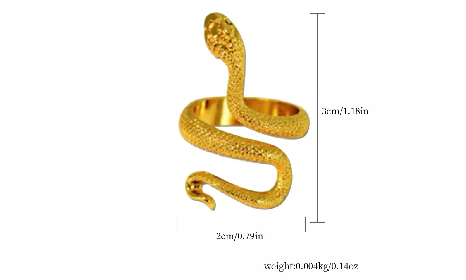 US 1-2 Stainless Steel Ring Snake Gothic Jewelry Retro Animal Adjustable Unisex