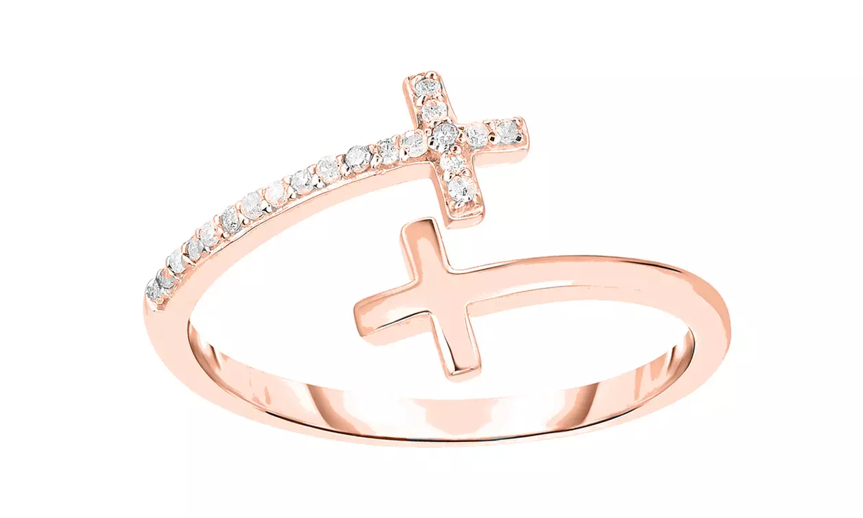 18K Gold Endless Crystal Cross Band With Crystals By Swarovski