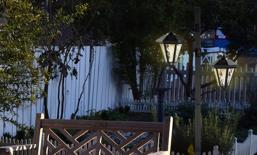 Image 11: One or Two 1.4m Twin-Head Solar Warm White LED Lamp Post Lights