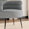 Image 3: Upholstered Teddy Fur Barrel Accent Chair with Black Metal Legs