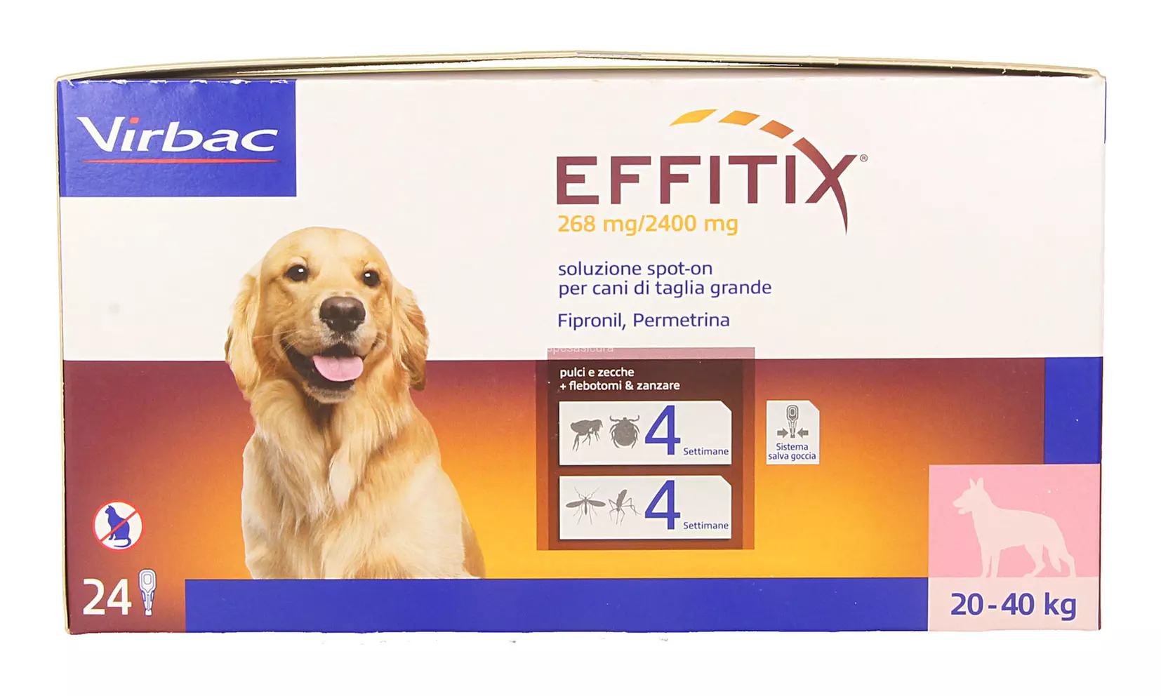 24 pipette antiparassitarie Virbac Effitix Spot On per cani