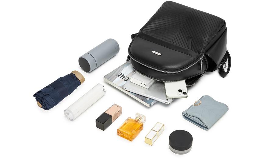 Image 10: Women's PU Leather Backpack