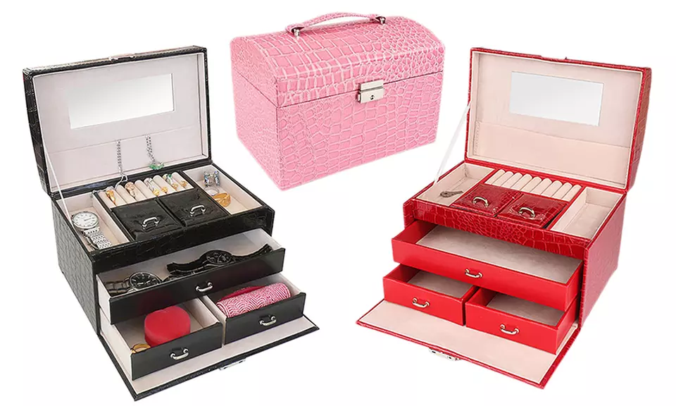 Crocodile-Effect Jewellery Box - Primary Image