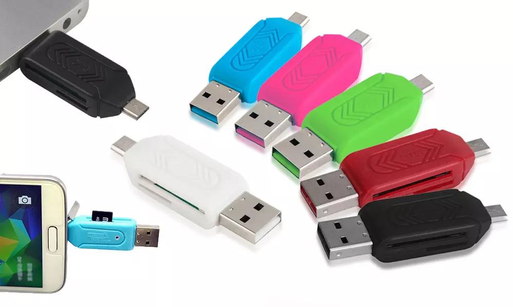 1x oder 2x USB-Kartenlesegerät-Adapter für Smartphones, Tablets und PC - Primary Image